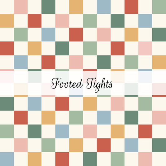 Bright Retro Checkerboard | Footed Tights | Abstract & Activities