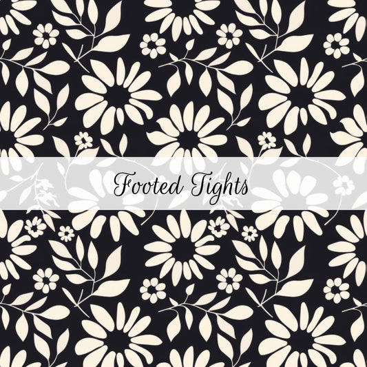 Black & White Floral | Footed Tights | Abstract & Activities