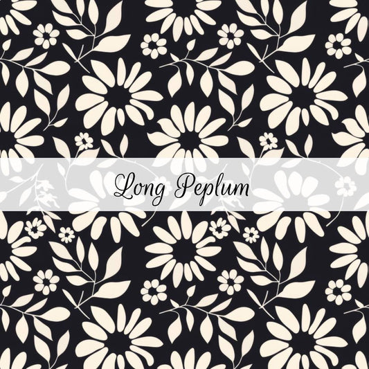 Black & White Floral | Long Peplum | Abstract & Activities