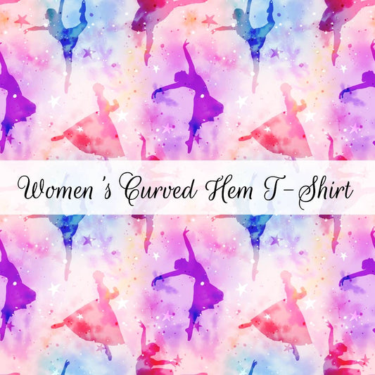 Dancing Watercolour | Women's Curved Hem T-Shirt | Abstract & Activities
