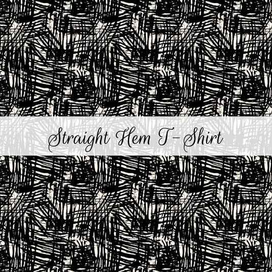 Monochrome Strokes | Straight Hem T-Shirt | Abstract & Activities