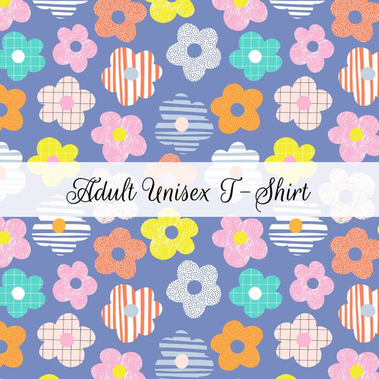 Patterned Flowers | Adult Unisex T-Shirt | Abstract & Activities