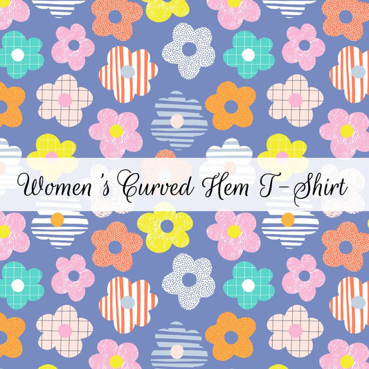 Patterned Flowers | Women's Curved Hem T-Shirt | Abstract & Activities