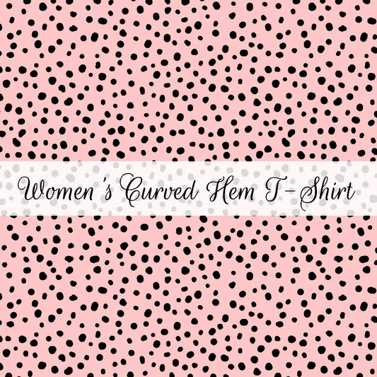 Pink Spots | Women's Curved Hem T-Shirt | Abstract & Activities