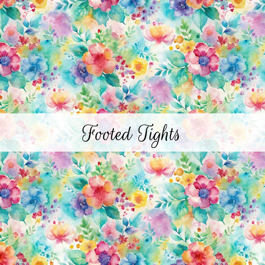 Pastel Watercolour Floral | Footed Tights | Abstract & Activities
