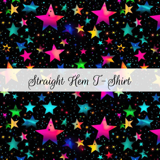 Rainbow Stars | Straight Hem T-Shirt | Abstract & Activities