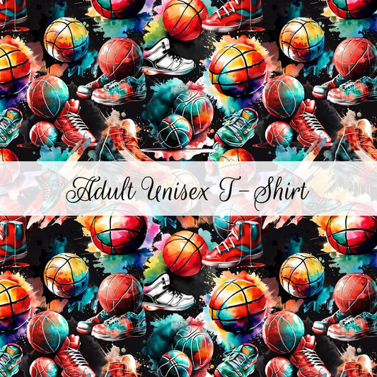 Shooting Hoops | Adult Unisex T-Shirt | Abstract & Activities