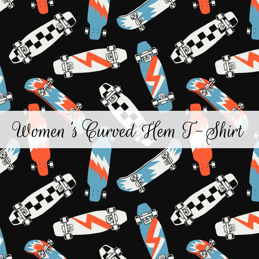 Skateboarding | Women's Curved Hem T-Shirt | Abstract & Activities
