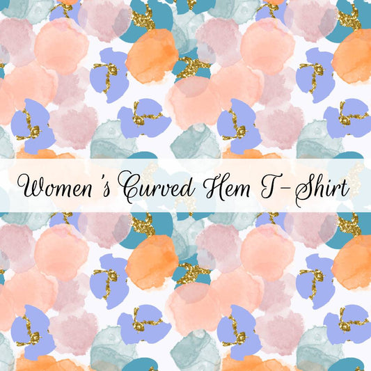 Teal & Peach Watercolour Splatter | Women's Curved Hem T-Shirt | Abstract & Activities